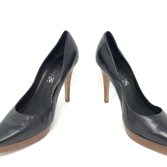 Boutique 58 Black Leather Pointed Toe Heels 7.5 - Picture 3 of 7